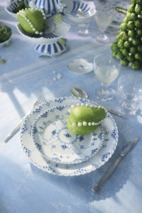 Blue Fluted Full Lace Dessert Plate 7.5"