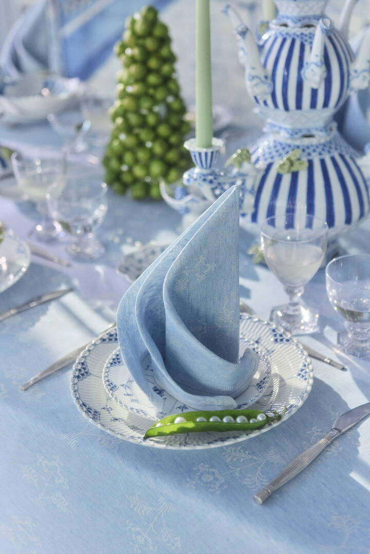 Blue Fluted Full Lace Dessert Plate 7.5"