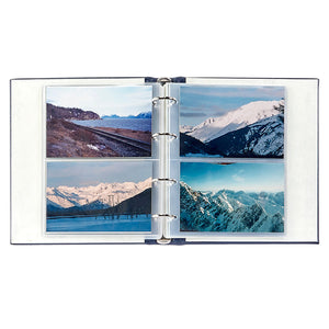Medium 4-Ring Clear Pocket Album in Wine Pebble Grain Leather