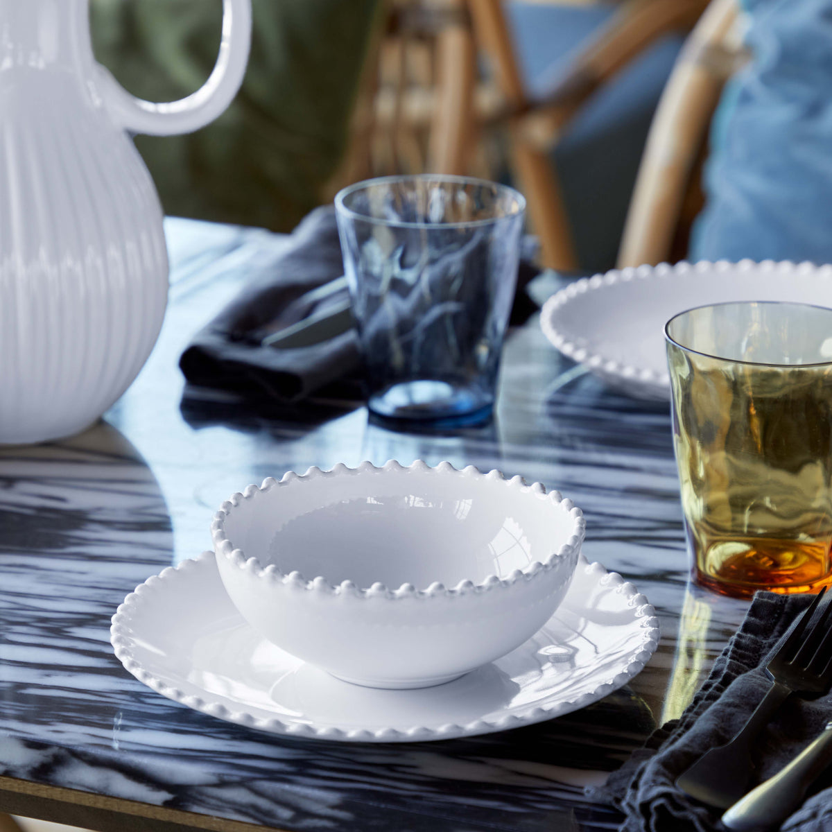 Pearl Collection Salad Plates in White, Set of 6