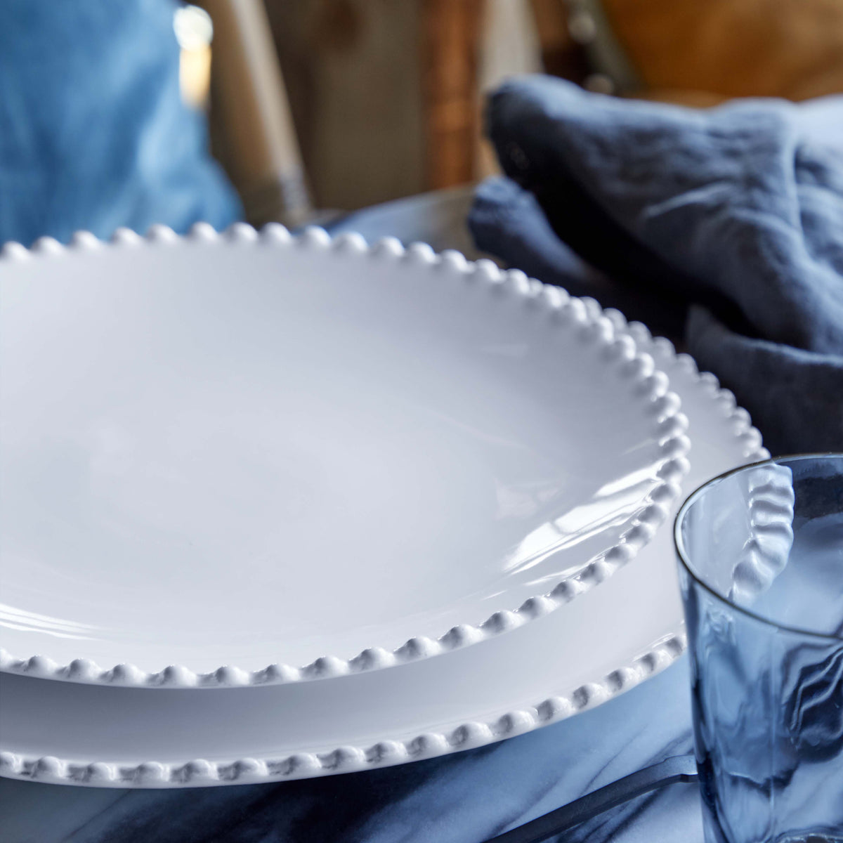Pearl Collection Dinner Plates in White, Set of 6