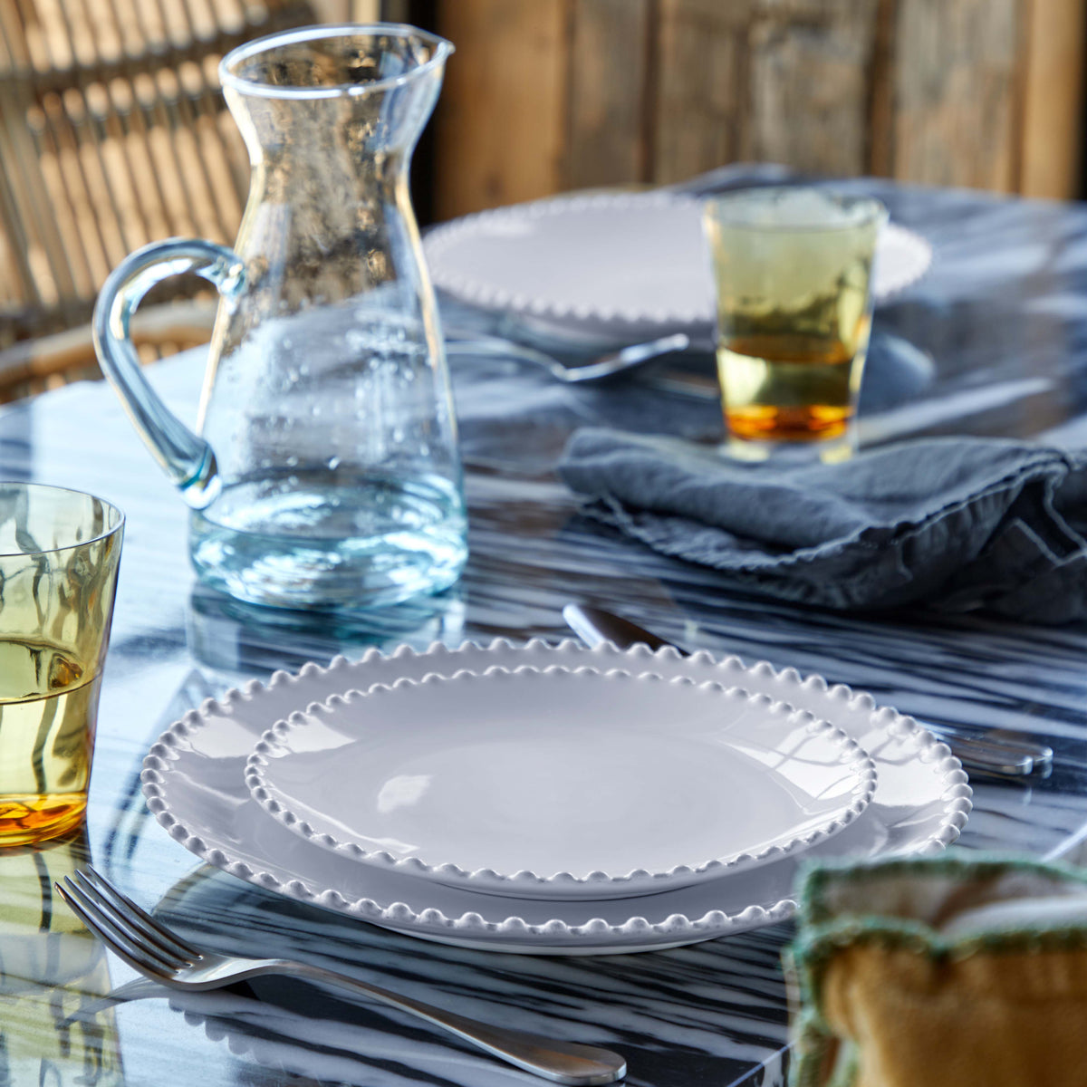 Pearl Collection Dinner Plates in White, Set of 6