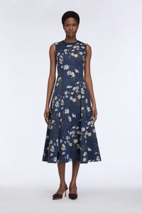 Mara Dress in Midnight Magnolia Taffeta Faille