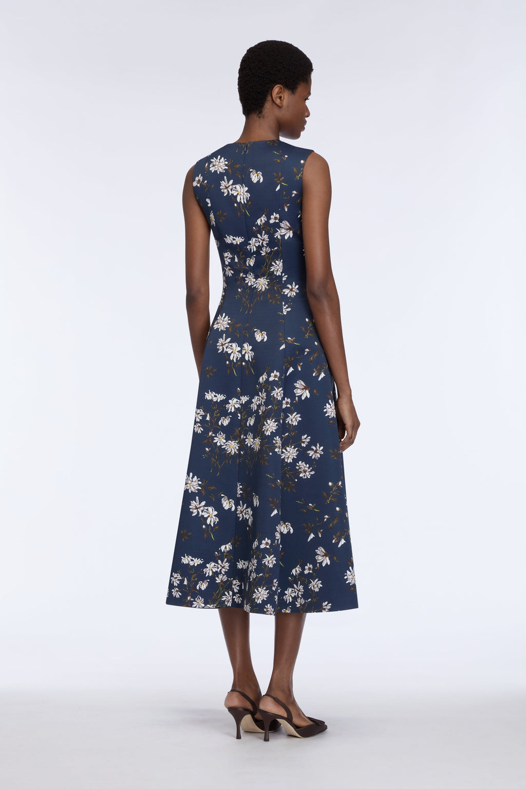 Mara Dress in Midnight Magnolia Taffeta Faille