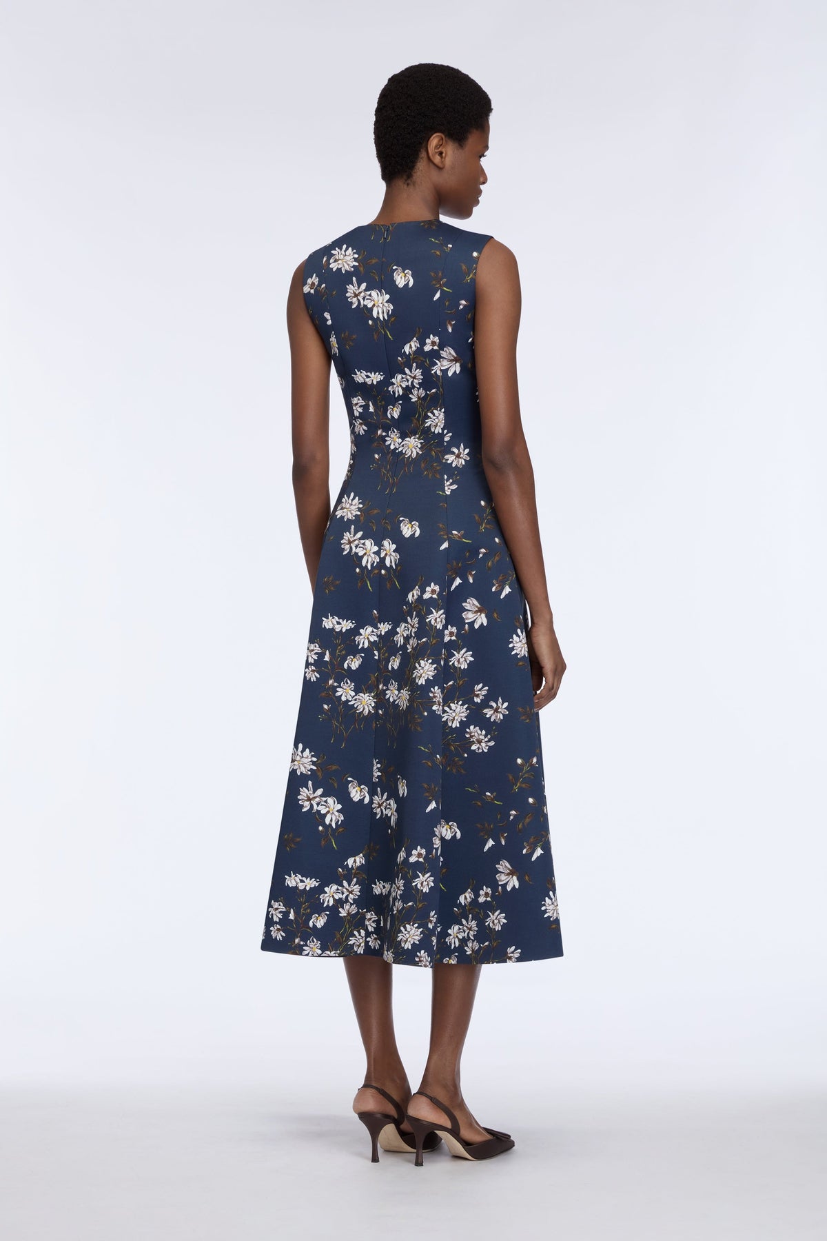 Mara Dress in Midnight Magnolia Taffeta Faille