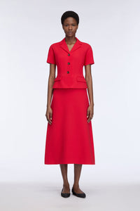 Alexina Dress in Red Single Wool Crepe