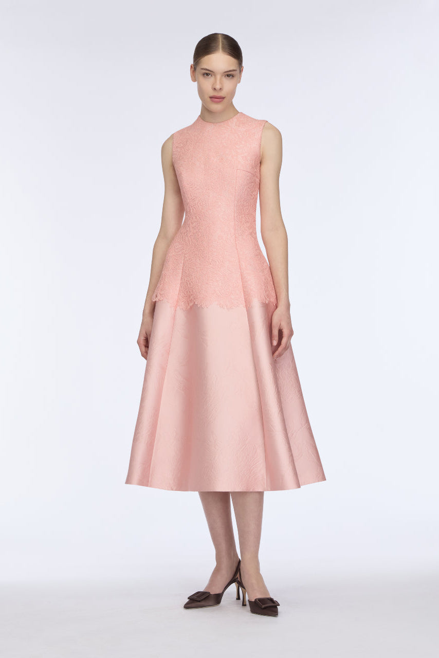 Mara Dress in Pink Embossed Cloque
