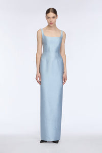 Megara Dress in Icy Blue Embossed Cloque