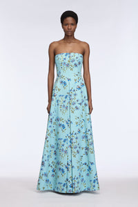 Ragna Dress in Blue Magnolia Taffeta Faille