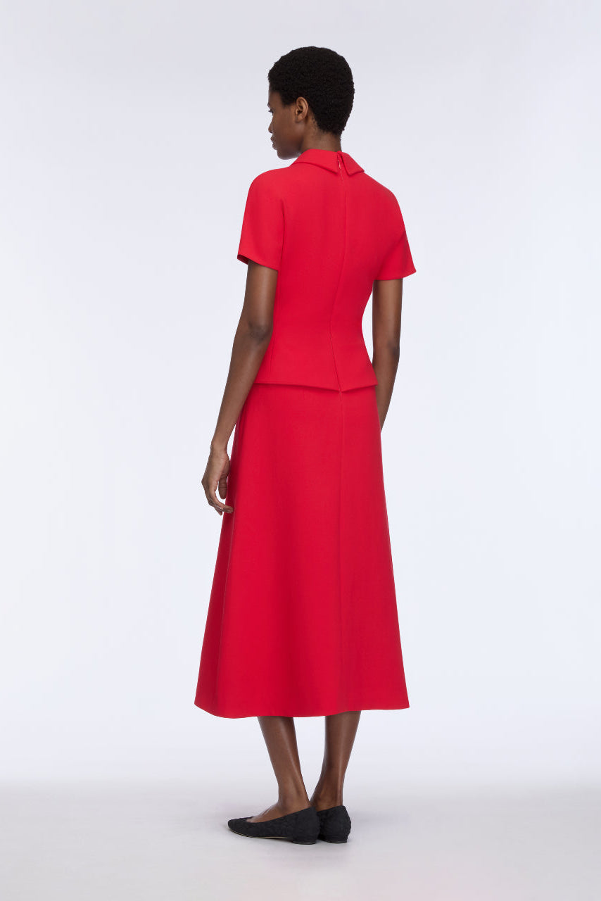 Alexina Dress in Red Single Wool Crepe