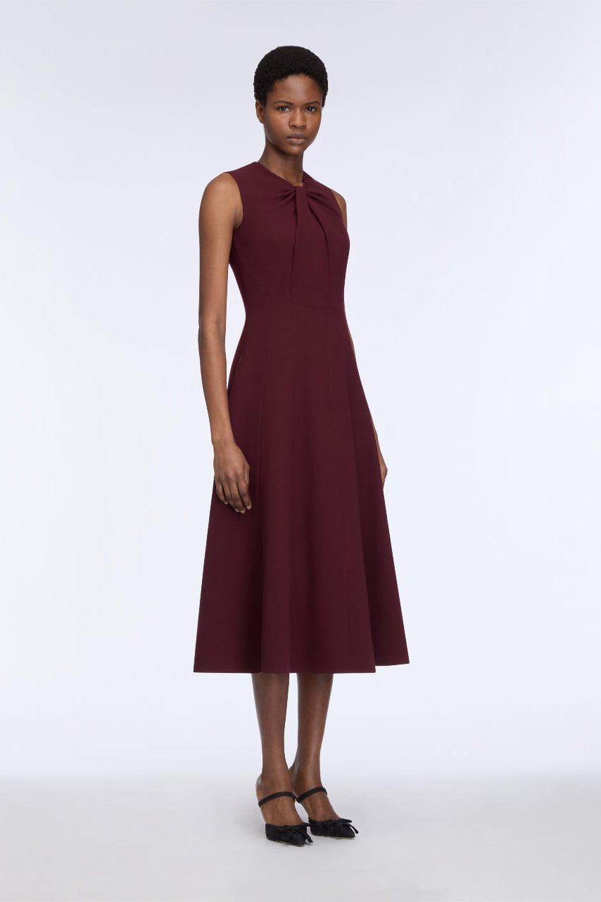 Meryl Dress in Plum Single Wool Crepe