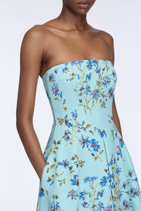 Ragna Dress in Blue Magnolia Taffeta Faille