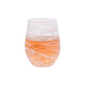 Puro Marbled Stemless Wine Glass in White