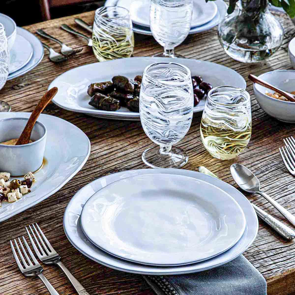 Puro Marbled Stemless Wine Glass in White