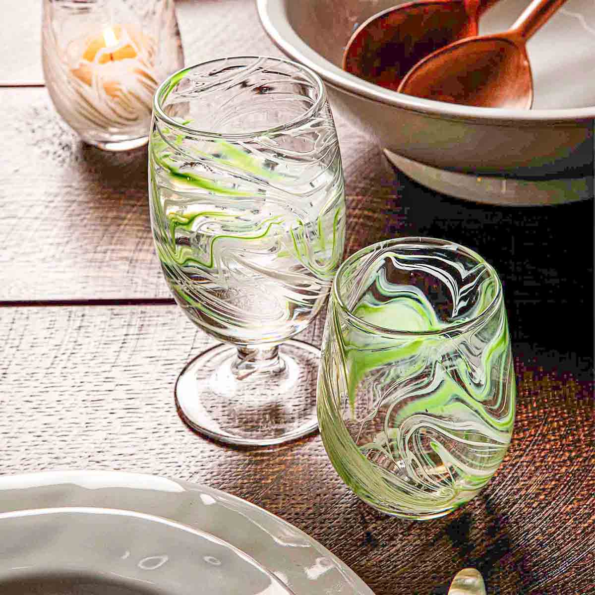 Puro Marbled Goblet in Green