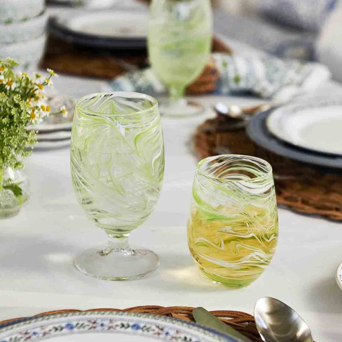 Puro Marbled Goblet in Green