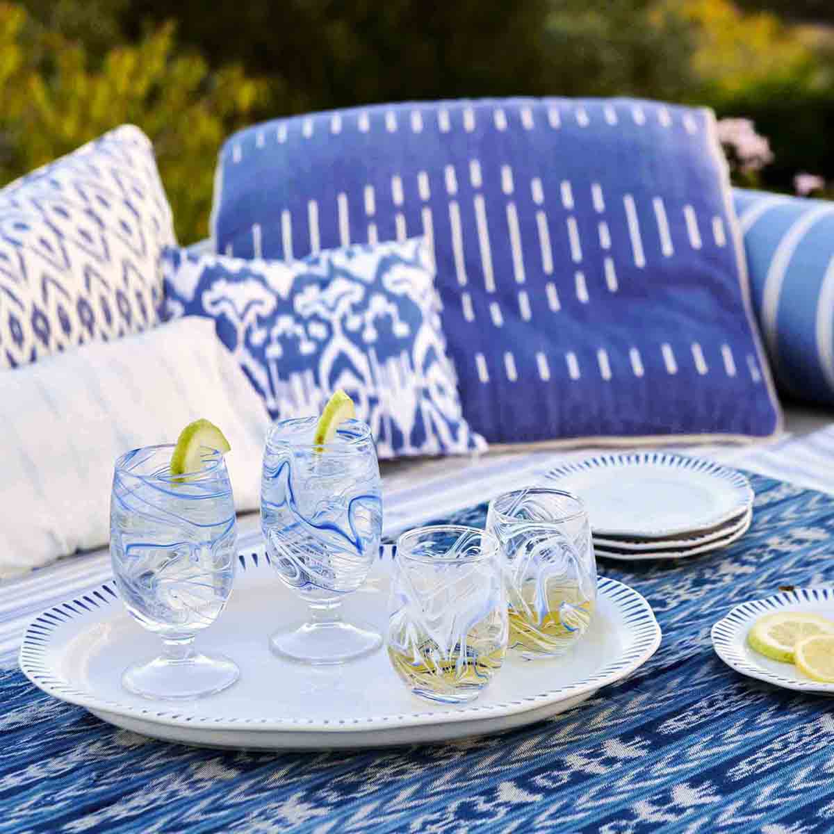 Puro Marbled Goblet in Blue