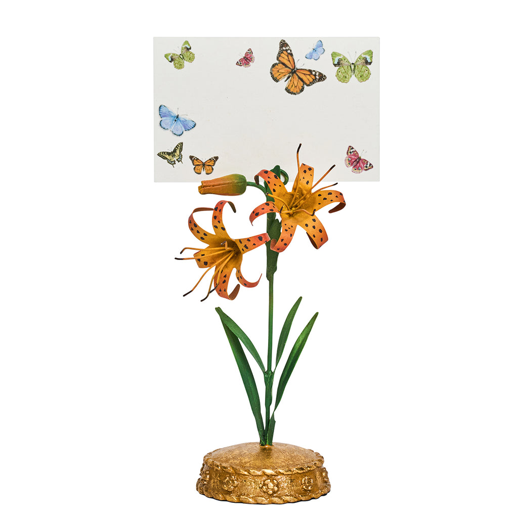 Meadow Walk Tiger Lily Place Card Holder in Orange