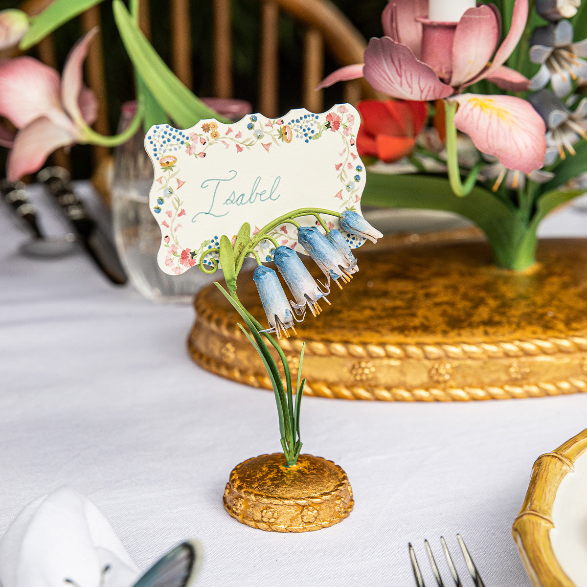 Meadow Walk Bluebell Place Card Holder in Chambray
