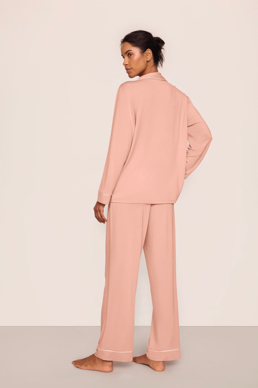 Gisele Long PJ Set in Velvet Pink & Ivory
