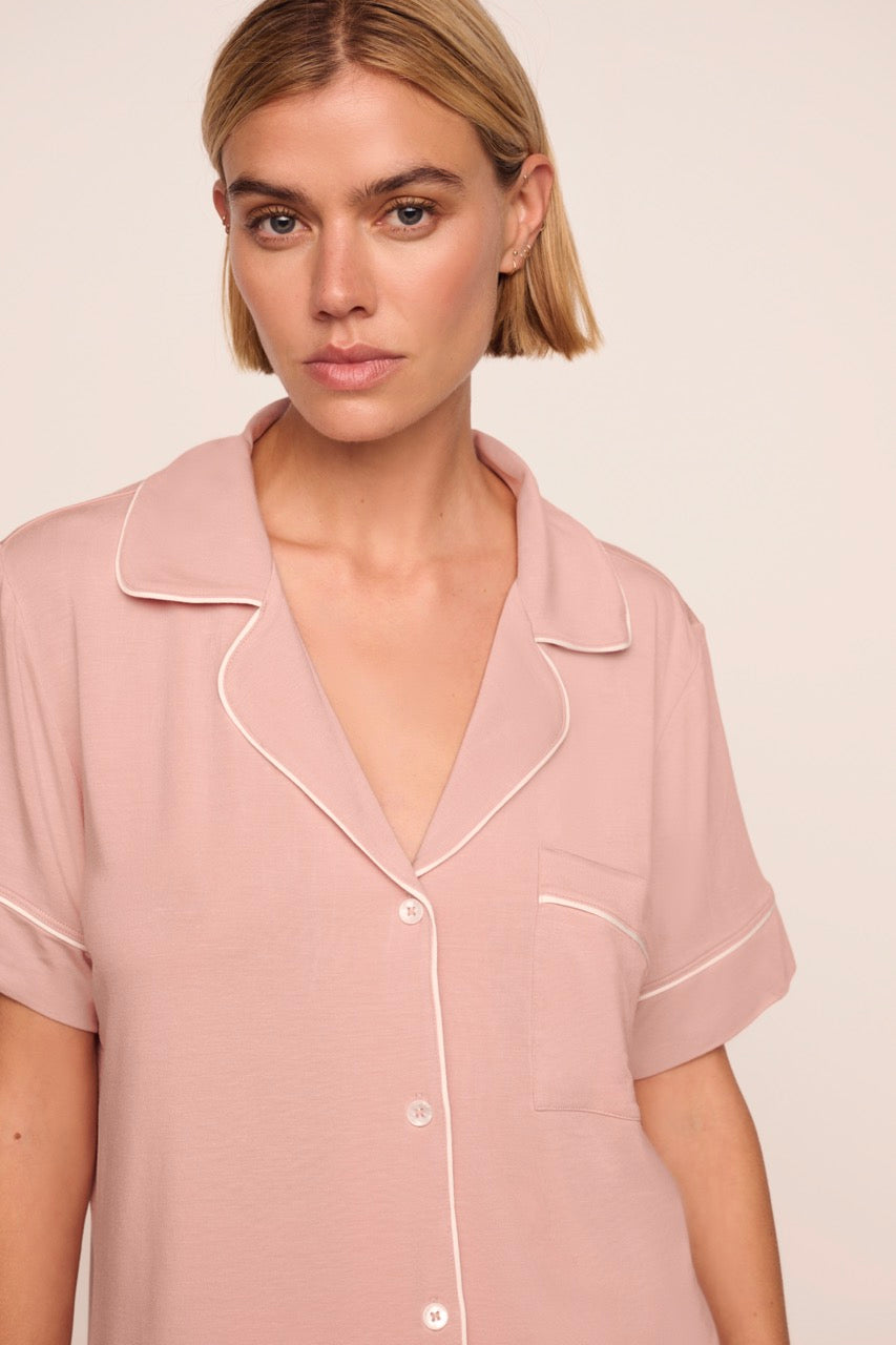 Gisele Relaxed Short PJ Set in Velvet Pink & Ivory