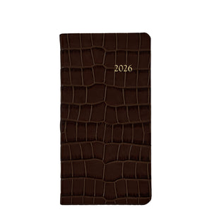 2026 6" Embossed Crocodile Leather Pocket Datebook