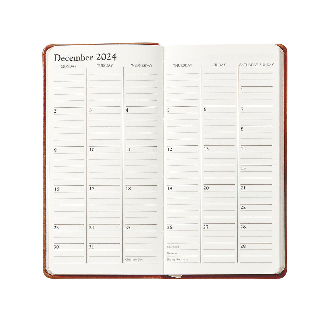 2026 6" Pocket Datebook in Wine Pebble Grain Leather