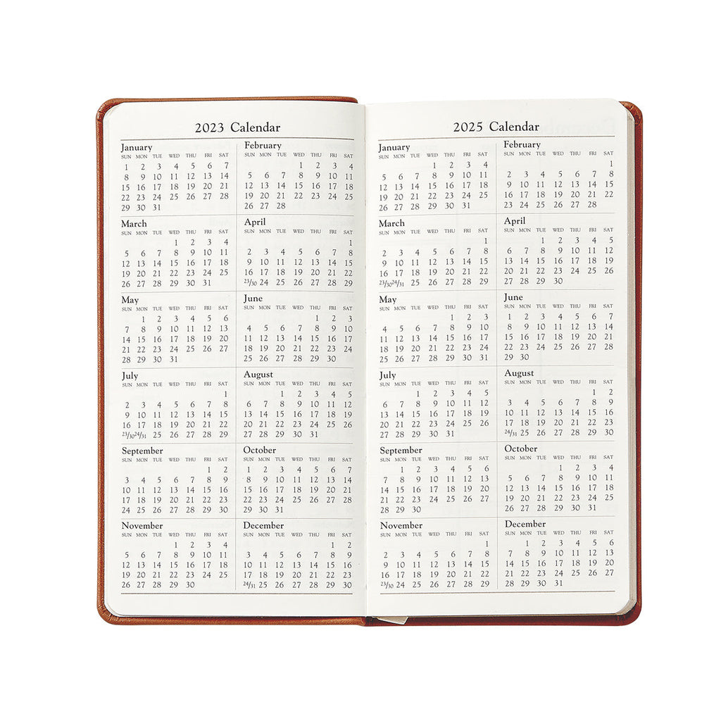 2026 6" Pocket Datebook in Beechwood Pebble Grain Leather