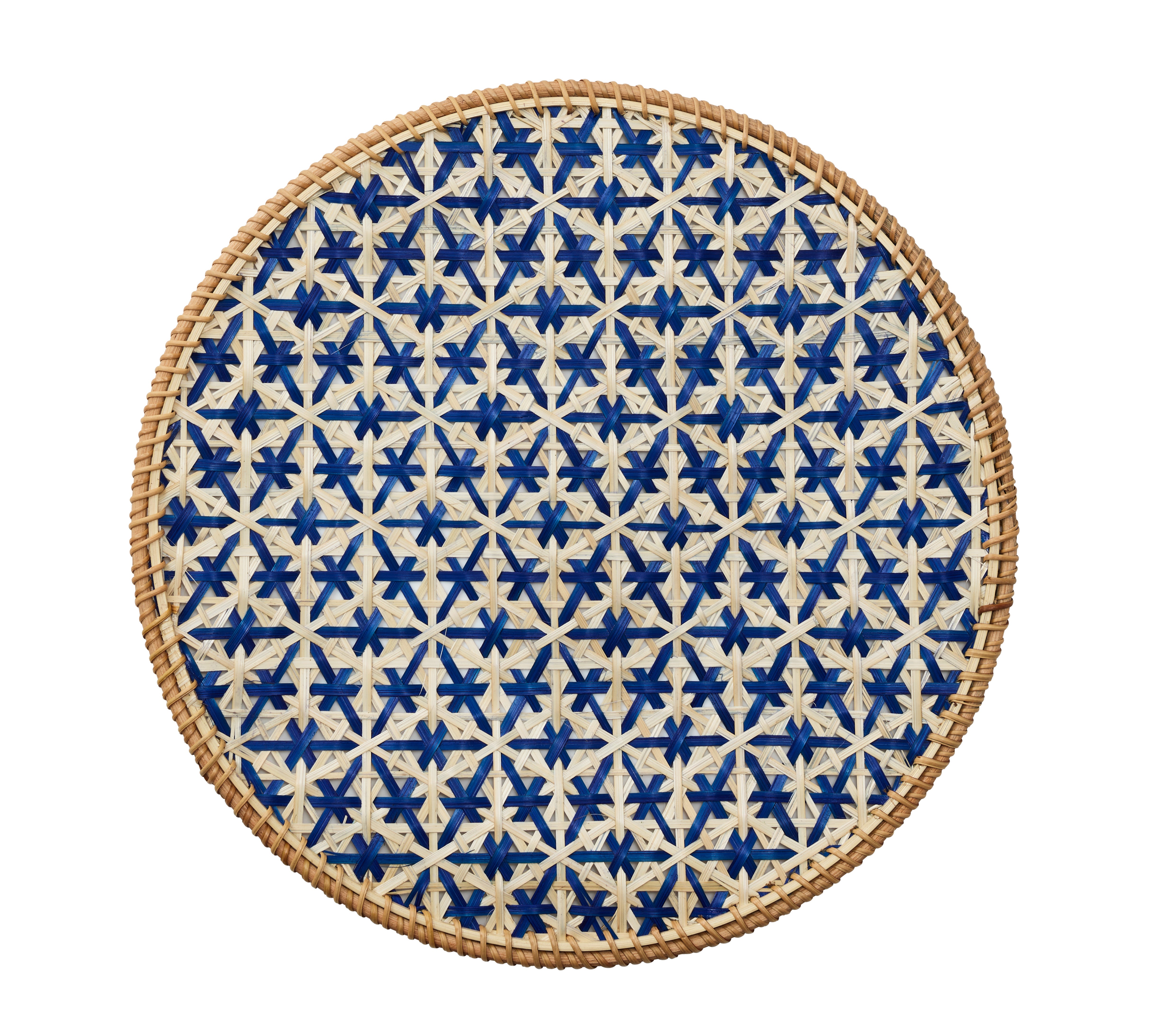 Lanai Placemat in Natural & Blue, Set of 4