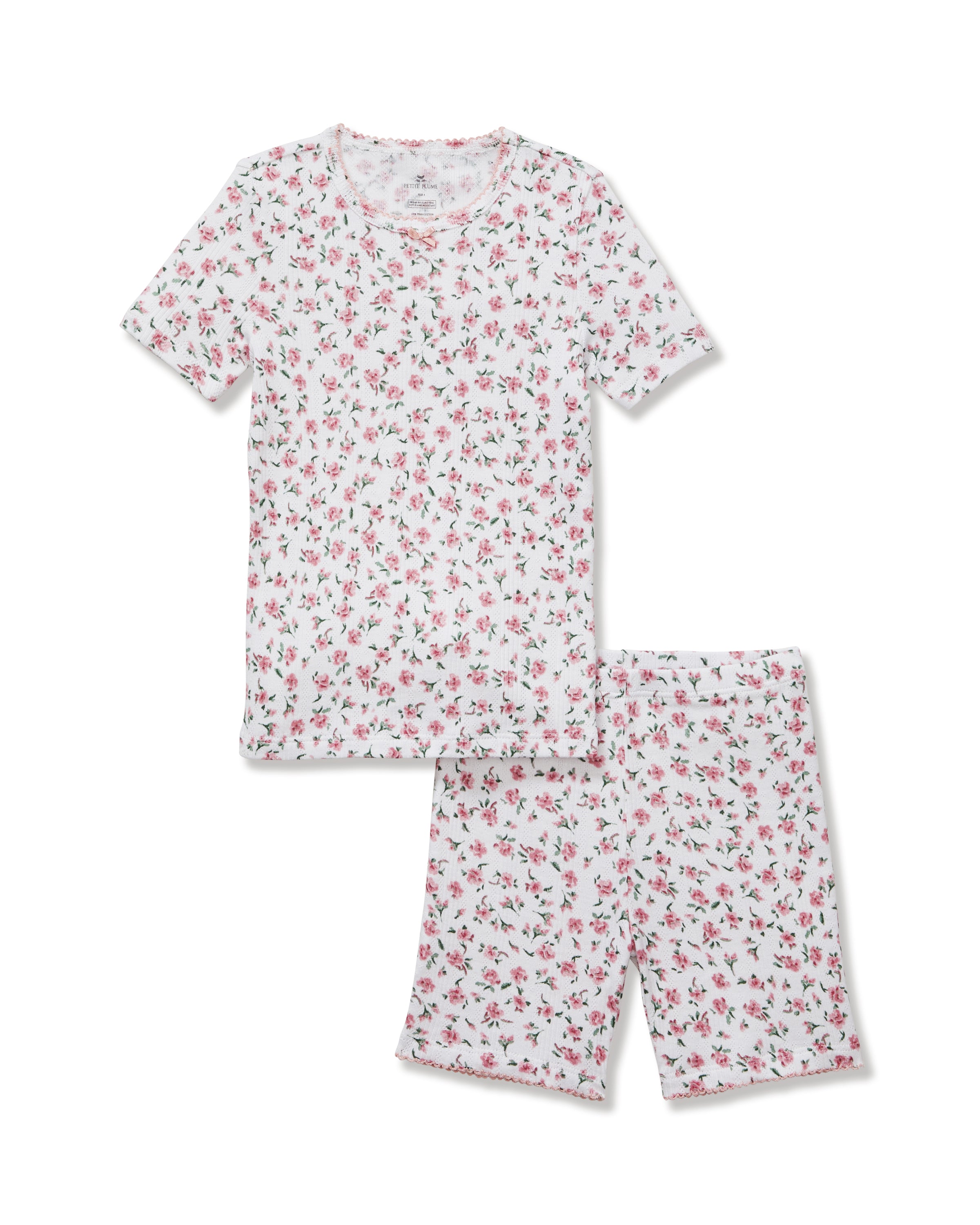 Kid's Pointelle Pajama Short Set in Pink Floral