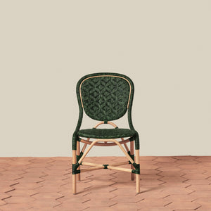 front angle of side chair in green