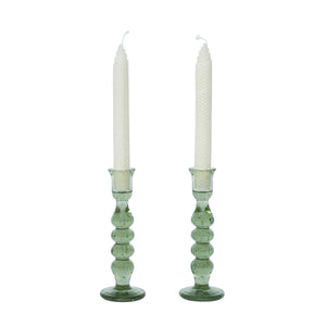 Provence 7" Candlestick, Set of 2 in Basil