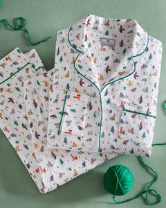 Women’s Pima Pajama Set in Merry Meow