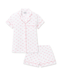 Women’s Pima Short Sleeve Short Set in Blushing Bows