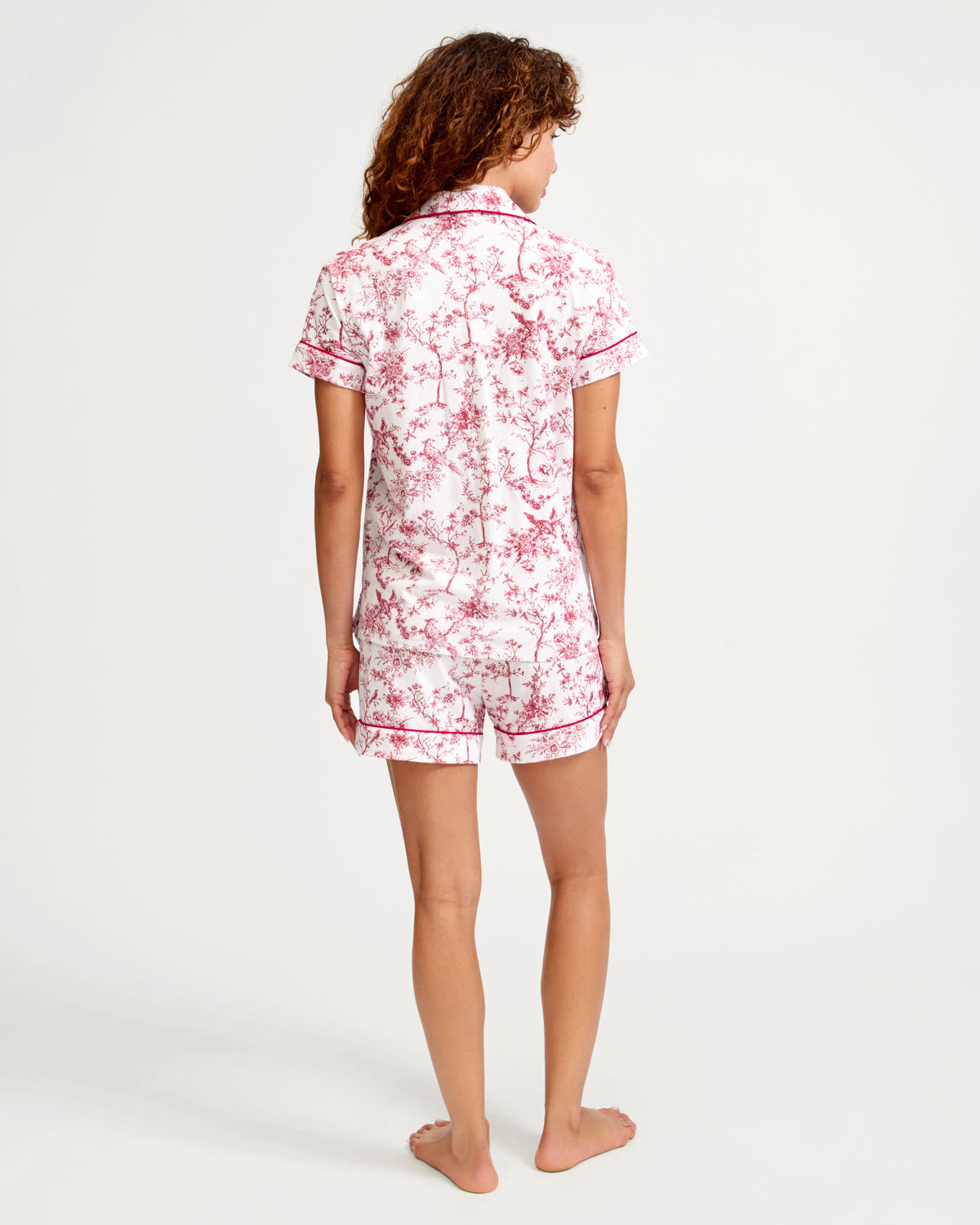 Women’s Pima Short Sleeve Short Set in Red Timeless Toile