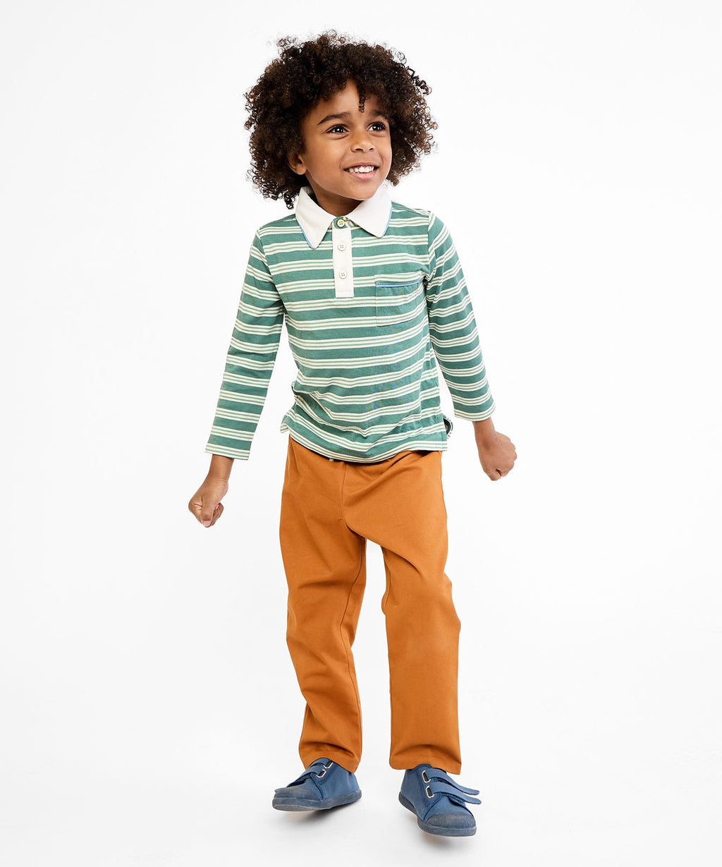Parker Polo in Pine Twin Stripe
