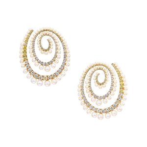 Pearl Vortex Hoop Earrings