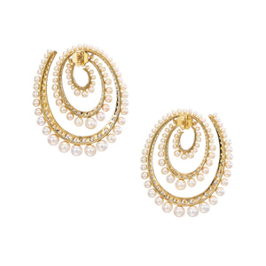 Pearl Vortex Hoop Earrings