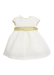 Flower Girl Ivory Dress with Green Silk Sash (6mths-10yrs) Dresses from Pepa London