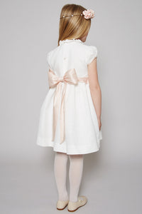Ivory Hand Smocked Occasion Dress with Pink Details (6mths-10yrs) Dresses from Pepa London
