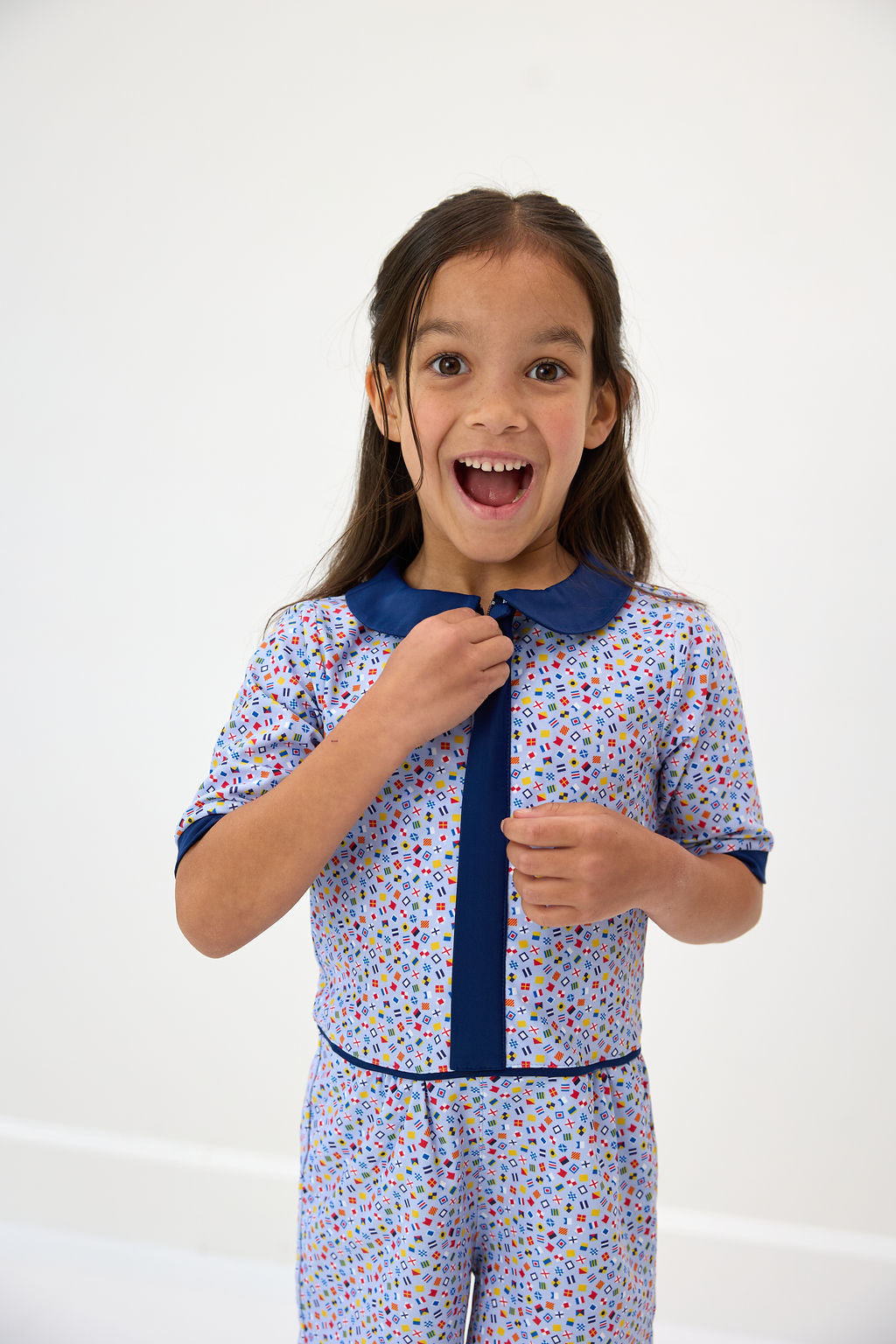 Little Skipper Romper in Floral Seersucker