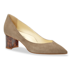 50mm Italian Made Pointed Toe Perfect Emma Pump in Taupe Suede