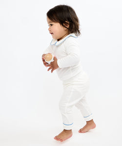 Peter Pan One-Piece in Blue Piping
