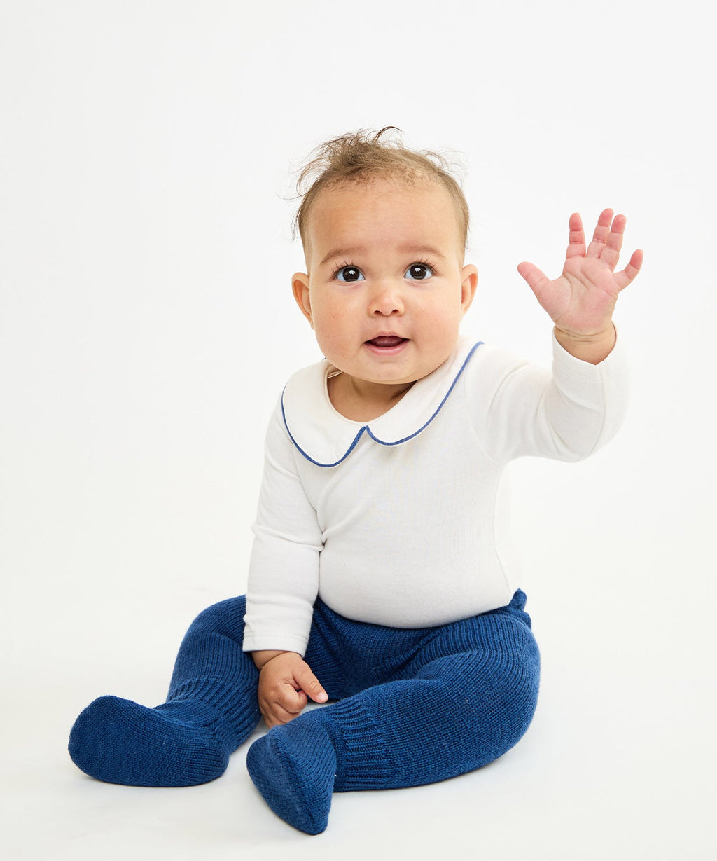 Peter Pan One-piece in Navy Piping