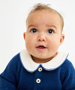 Peter Pan One-piece in Navy Piping