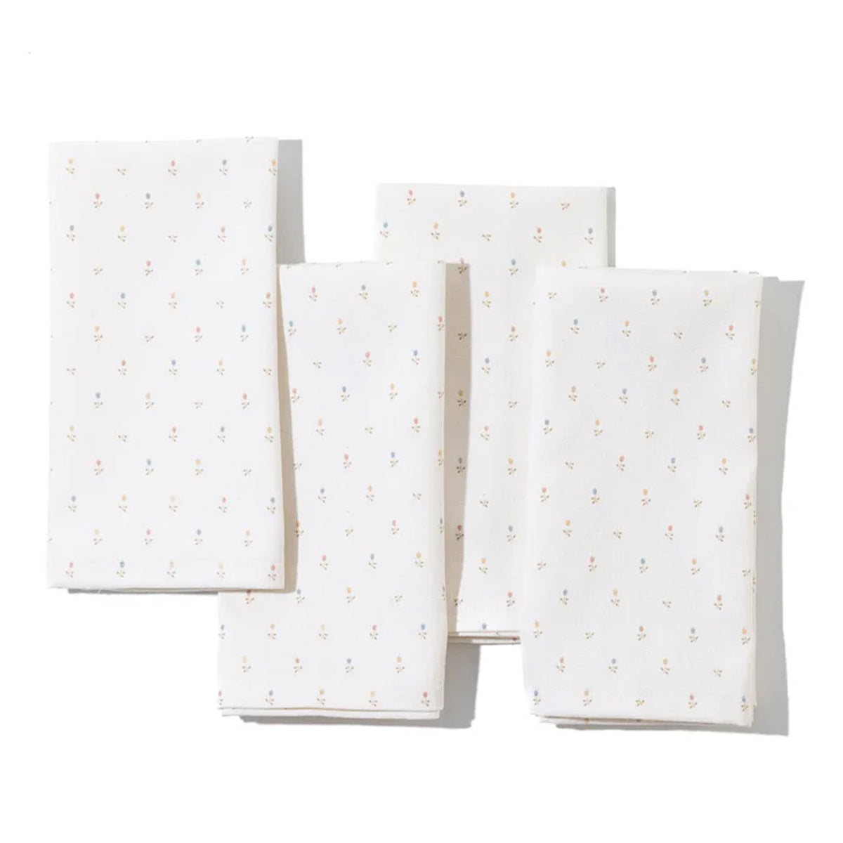 Petite Flower Garden Napkins in White, Set of 4