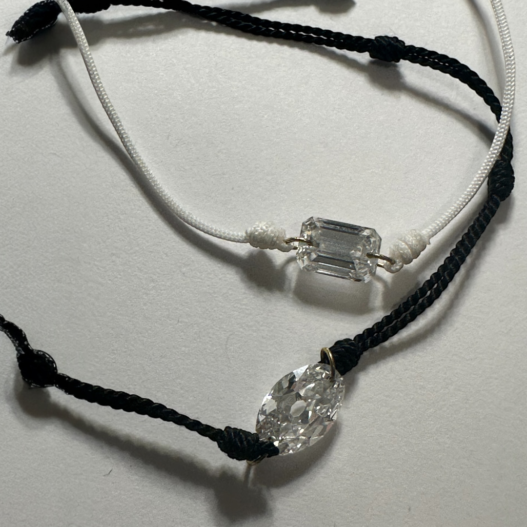 1 Carat Emerald Cut Diamond Thread Bracelet