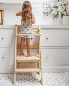Foldable Learning Tower for Kids in Natural