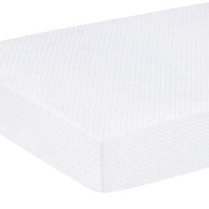 little english classic children's clothing pima crib sheet with white background and light pink micro dot all over print 