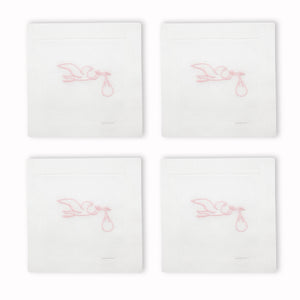 Stork Cocktail Napkins, Set of 4 Chefanie Pink 